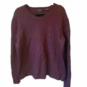 Black Brown 1826 Luxe Lambswool Blend V Neck Pullover Sweater Mens XL Stretch